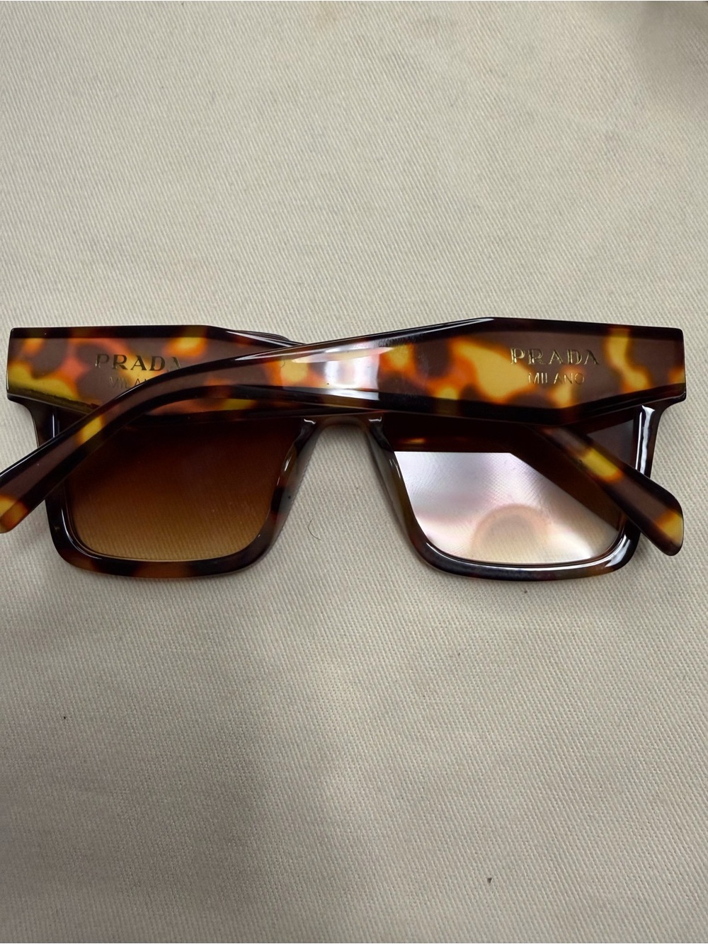 Prada Tortoiseshell Rectangular Sunglasses - Brown Gradient Lenses - Picture 2 of 6